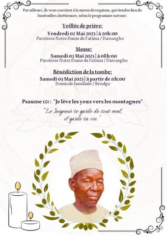 Invitation à la messe de Papa Badoua François Joseph BATIONO