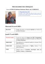 Programme des obsèques de Maman Hortense ZONGO