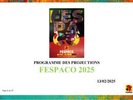 FESPACO 2025 : VOICI LE PROGRAMME GÉNÉRALE DE PROECTION DES FILMS